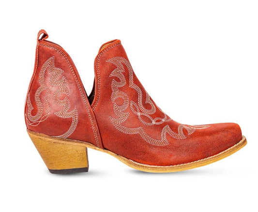 myra maisie stiched leather boots | red