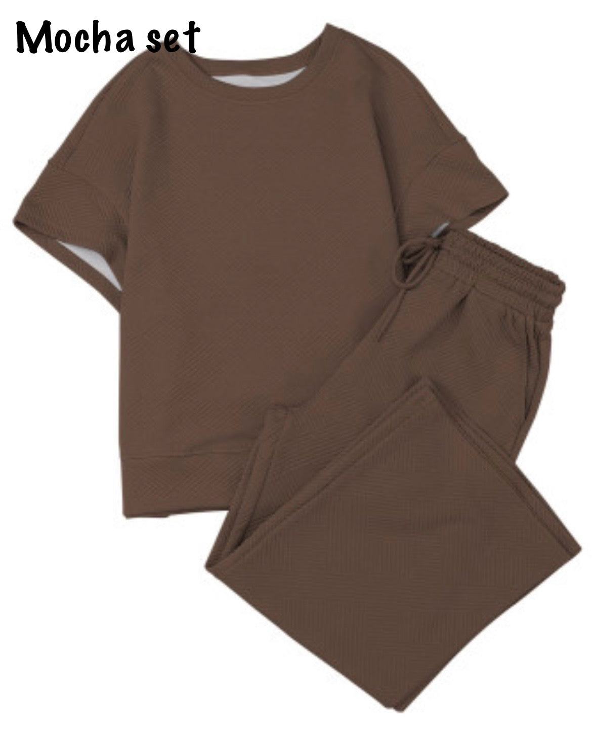 PREORDER - ends Wed 7/24 at 10 pm EST | textured pants set, mocha